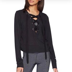 ALO Yoga Black Lace-Up Sweatshirt